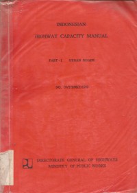 Image of INDONESIAN HIGHWAY CAPACITY MANUAL PART- I URBAN ROADS